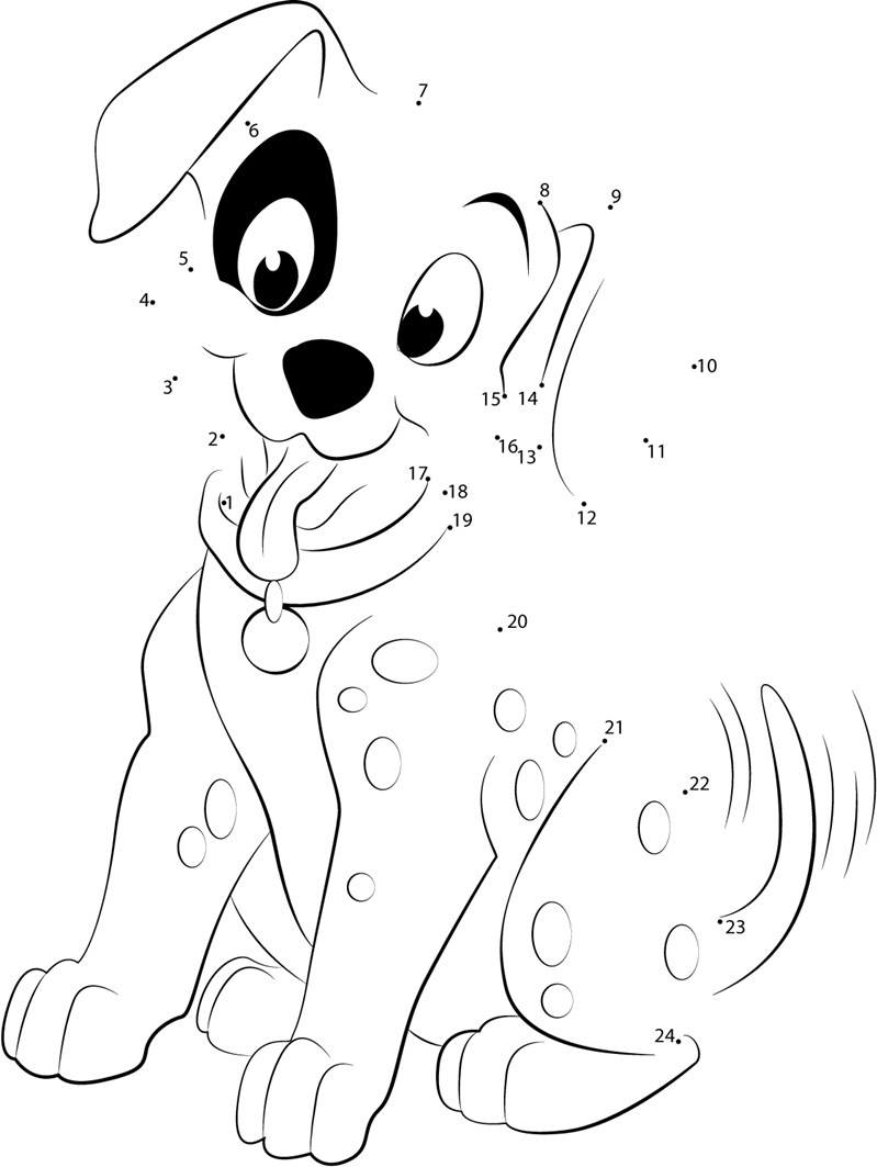 Dalmatian-Puppies-Dot-To-Dot dot to dot worksheets