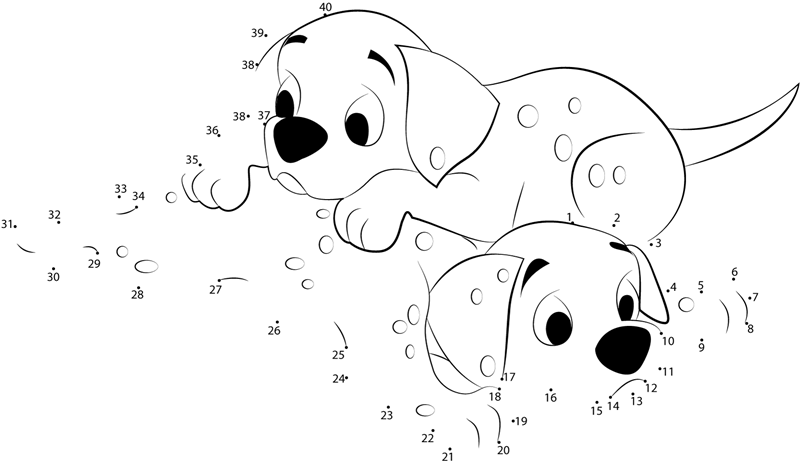 Relax-Dalmatians-Dot-To-Dot dot to dot worksheets