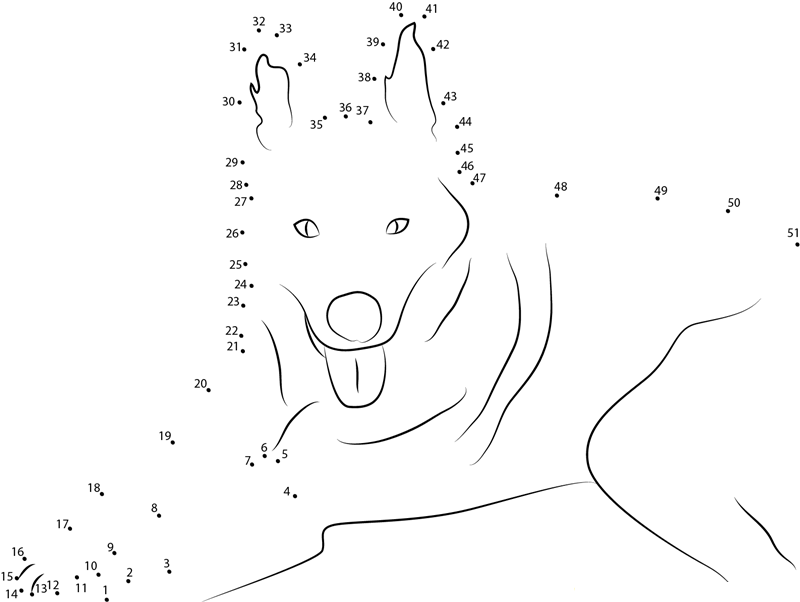 Dog In Dawn dot to dot worksheets