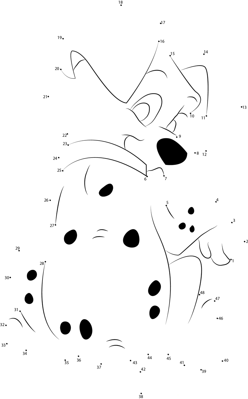 Blackspotted Dalmatian dot to dot worksheets