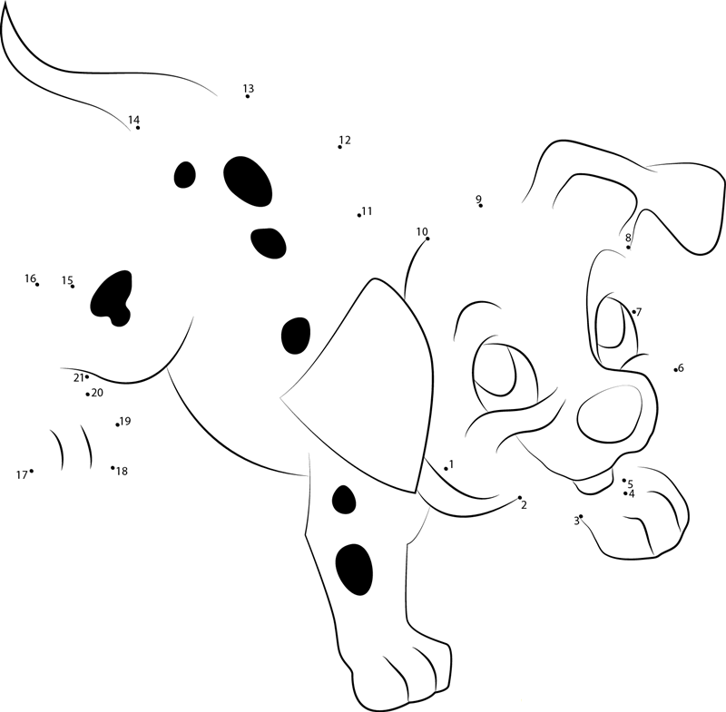 Charming Dalmatian dot to dot worksheets