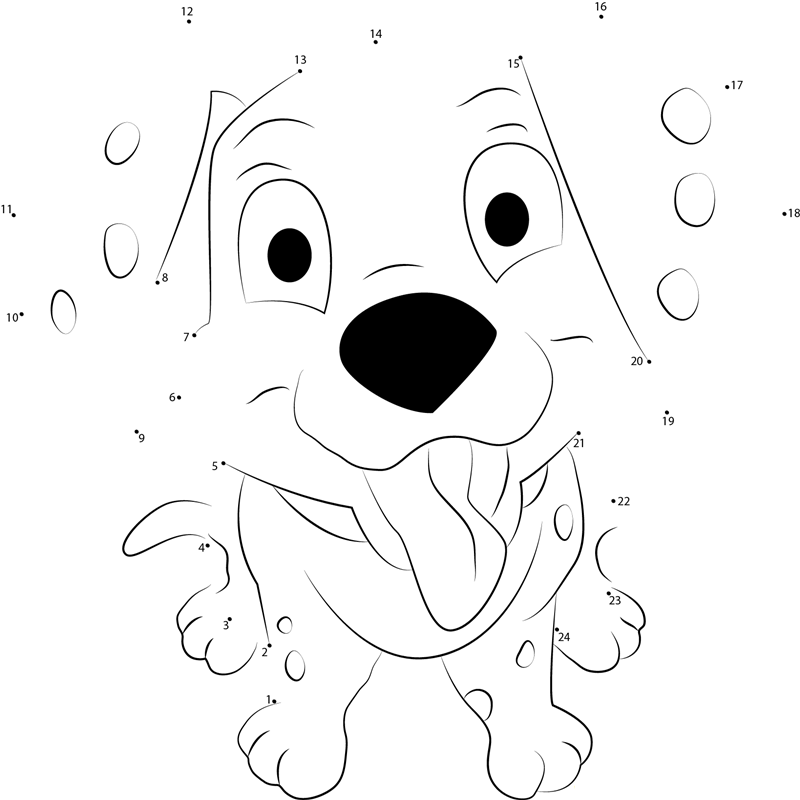 Funny Dalmatian dot to dot worksheets