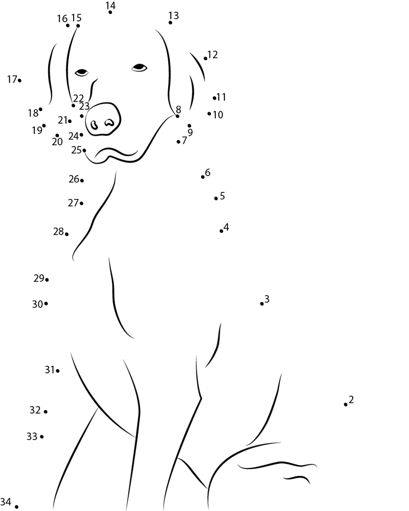 Dog In Nervous Mood dot to dot worksheets