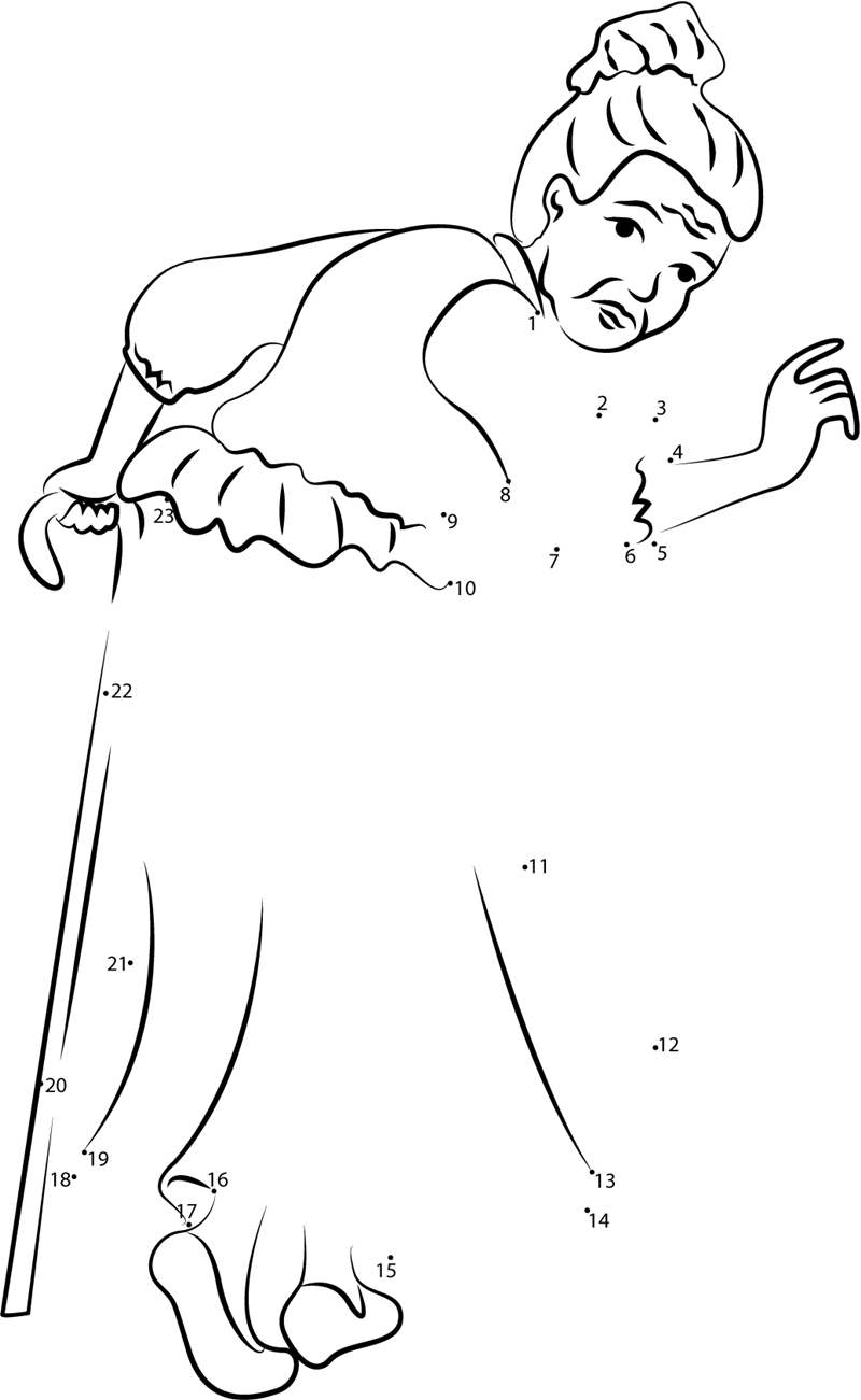 Aged-Granny-Dot-To-Dot printable dot to dot worksheet