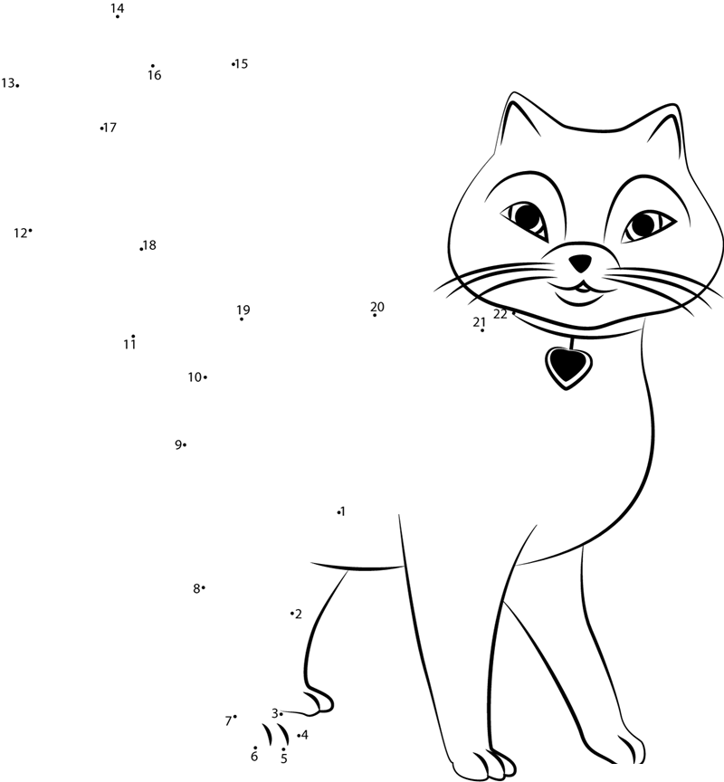 Cute-Cat-Dot-To-Dot printable dot to dot worksheet