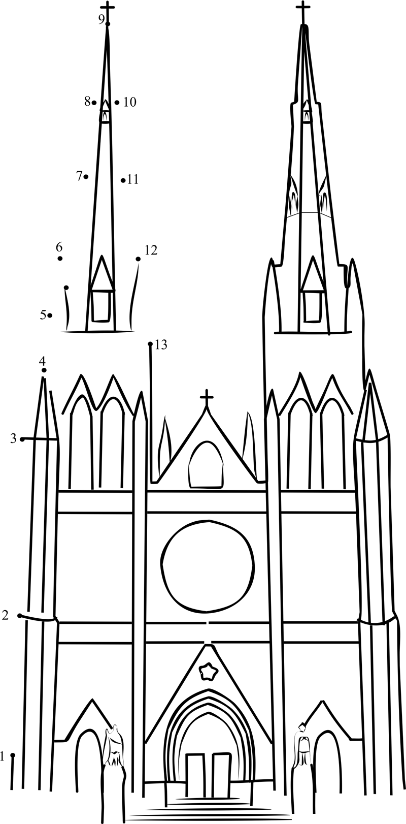 St Marys Cathedral printable dot to dot worksheet