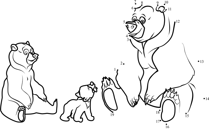 Brother-Bear-Movie-Dot-To-Dot printable dot to dot worksheet