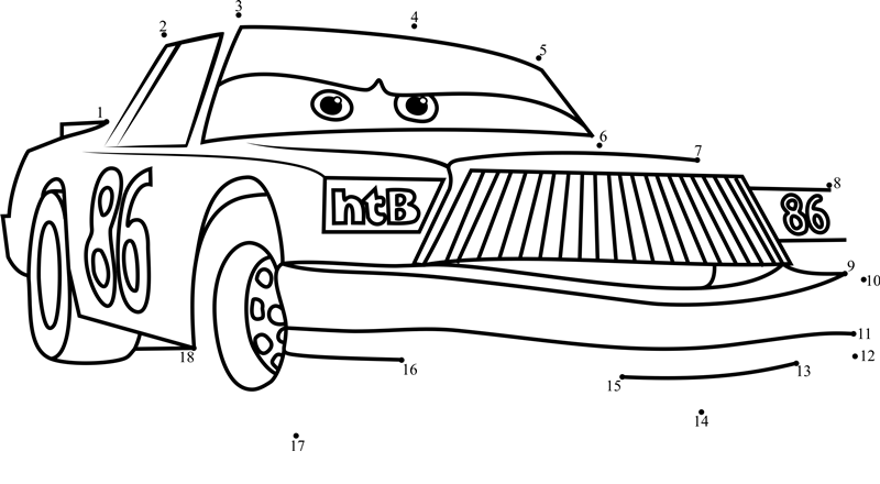 Chick-Hicks-From-Cars-3-Dot-To-Dot printable dot to dot worksheet