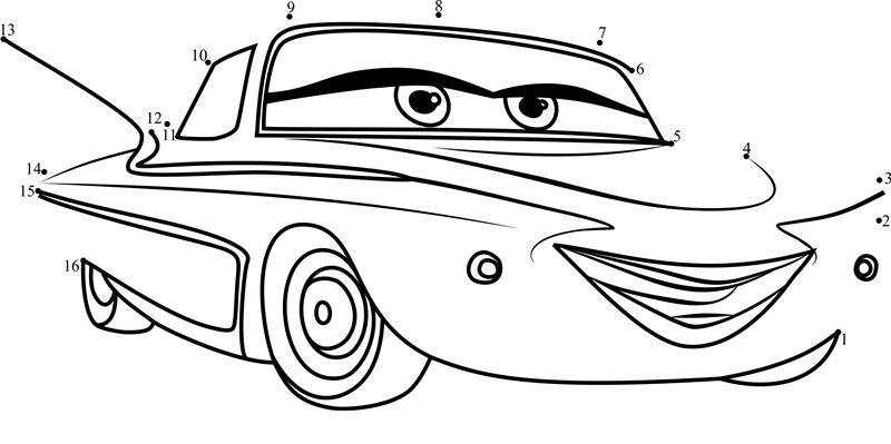 Flo-From-Cars-3-Dot-To-Dot printable dot to dot worksheet