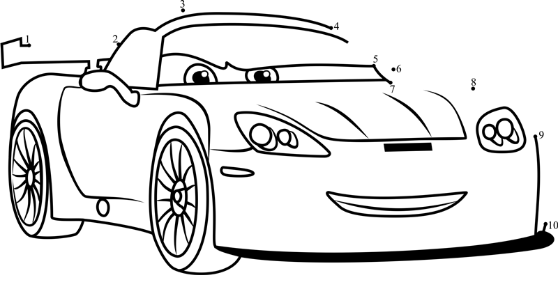 Jeff-Gorvette-From-Cars-3-Dot-To-Dot printable dot to dot worksheet