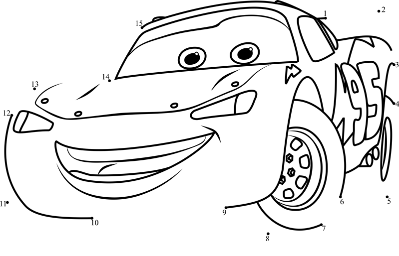 Lightning-Mcqueen-From-Cars-3-Dot-To-Dot printable dot to dot worksheet