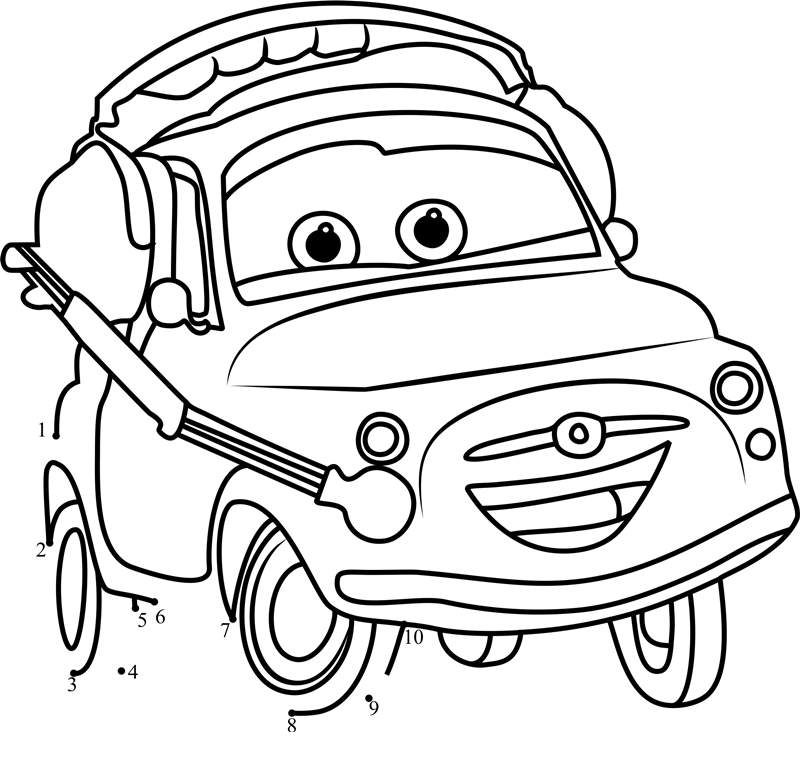 Luigi-From-Cars-3-Dot-To-Dot printable dot to dot worksheet