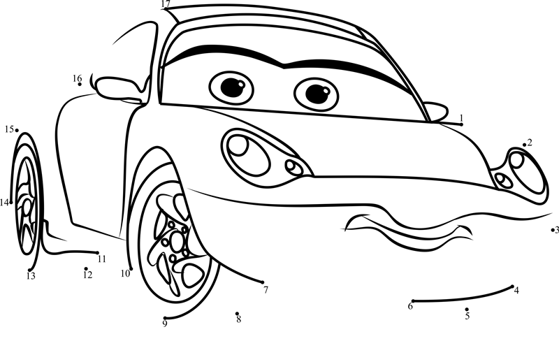 Sally-From-Cars-3-Dot-To-Dot printable dot to dot worksheet