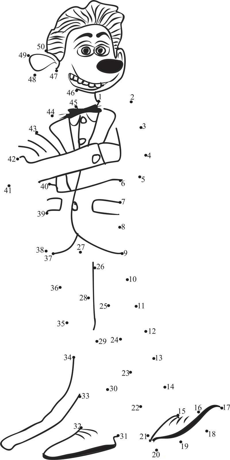 Flushed Away Roddy printable dot to dot worksheet