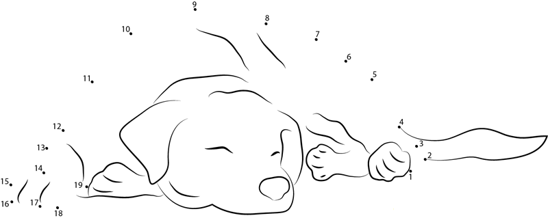 Dog Sleeping On Road dot to dot worksheets