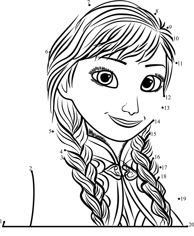 Anna-Frozen-Dot-To-Dot printable dot to dot worksheet