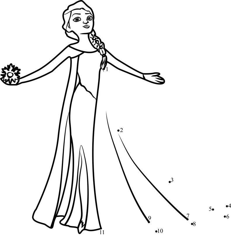 Beautiful-Elsa-Frozen-Dot-To-Dot printable dot to dot worksheet