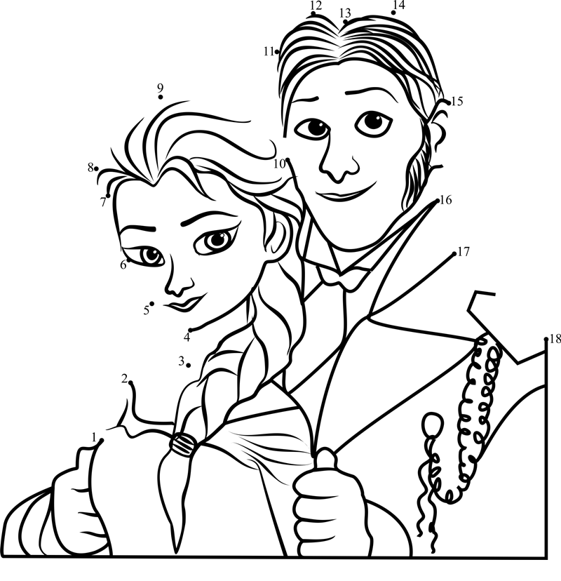 Elsa-And-Hans-Frozen-Dot-To-Dot printable dot to dot worksheet