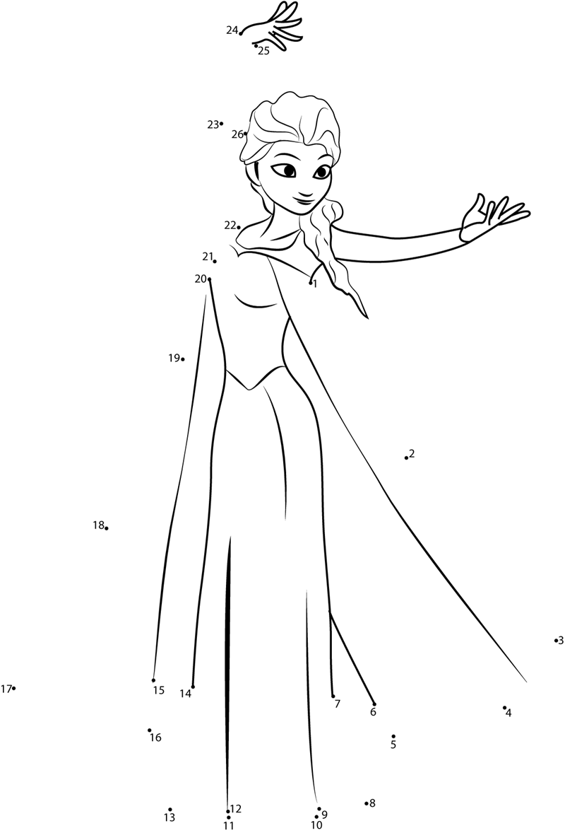 Elsa-Render-Making-Snow-Dot-To-Dot printable dot to dot worksheet