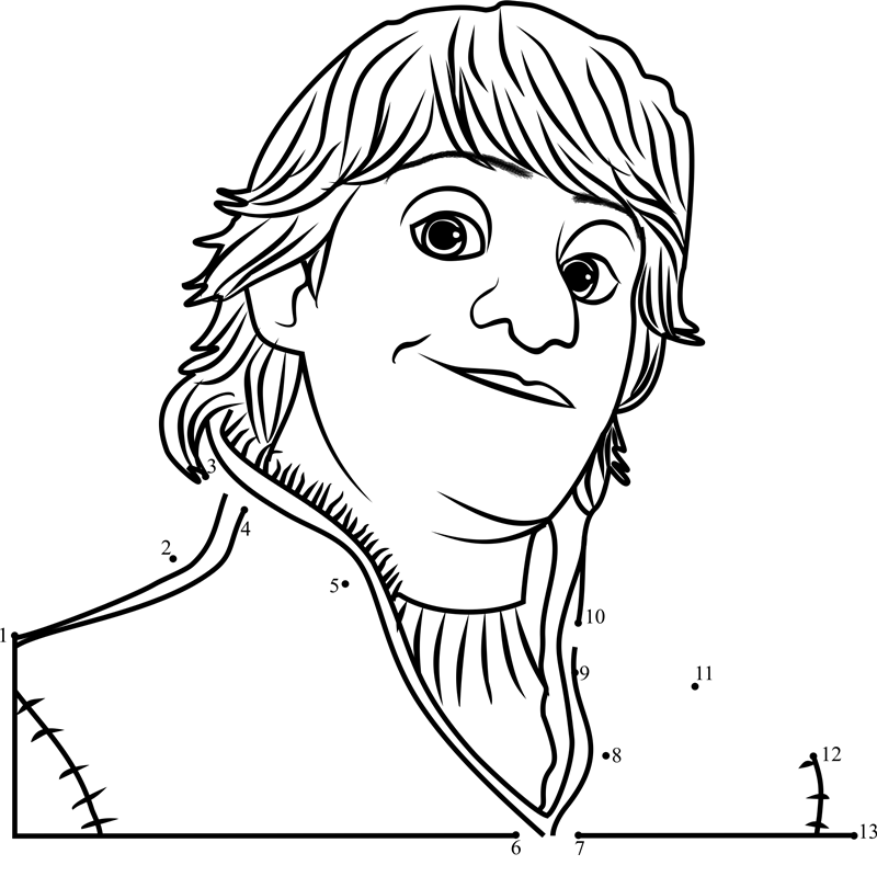 Kristoff-Face-Frozen-Dot-To-Dot printable dot to dot worksheet