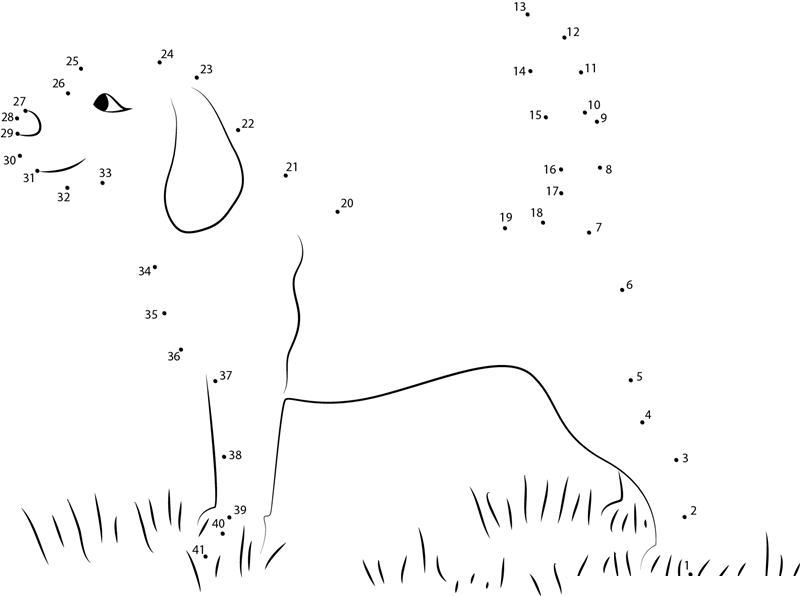 Dog Standing dot to dot worksheets