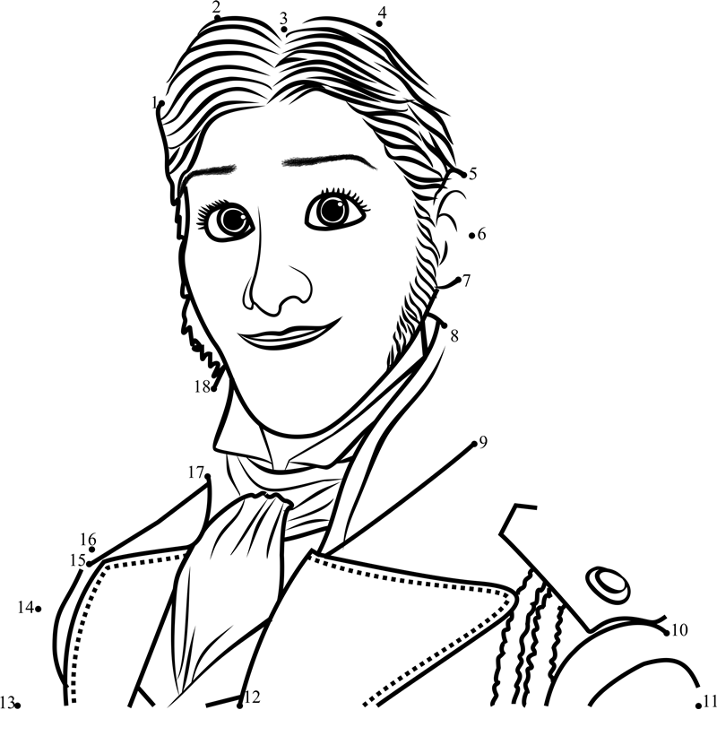 Prince-Hans-Frozen-Dot-To-Dot printable dot to dot worksheet