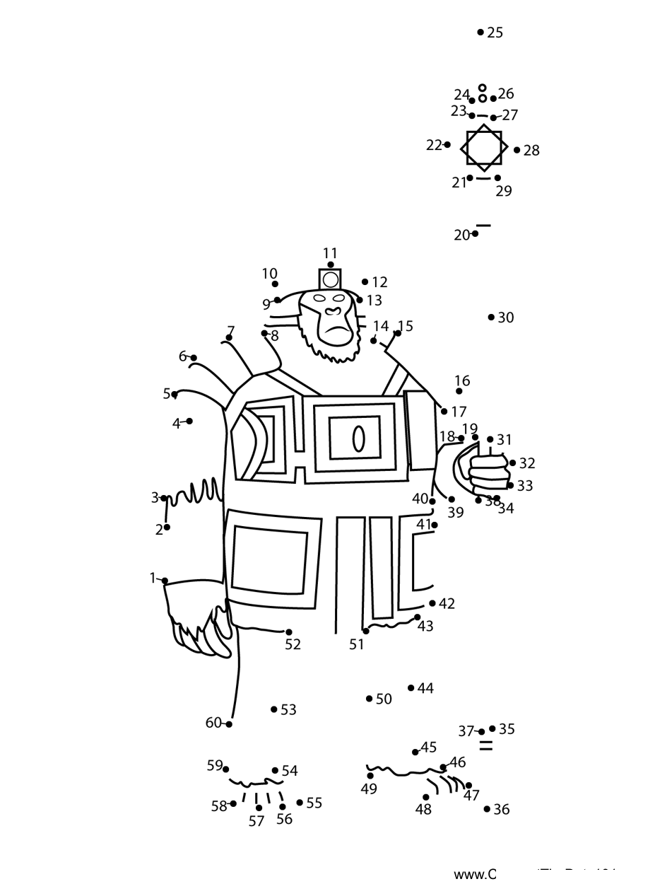 Yeti-Soldier-Kubo-And-The-Two-Strings printable dot to dot worksheet