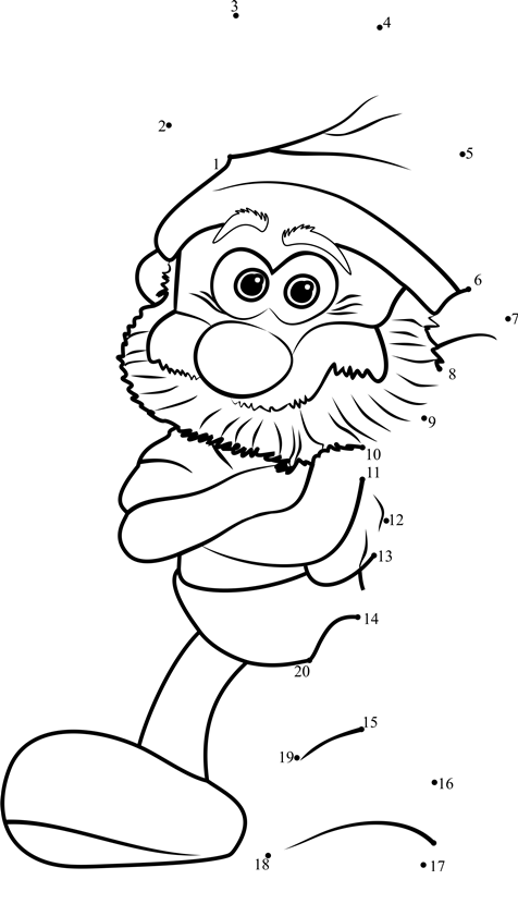 Papa-Smurf-From-Smurfs---The-Lost-Village-Dot-To-Dot printable dot to dot worksheet