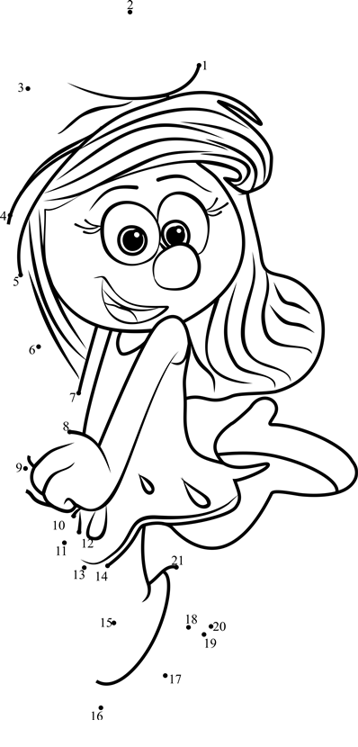 Smurfette-From-Smurfs---The-Lost-Village-Dot-To-Dot printable dot to dot worksheet