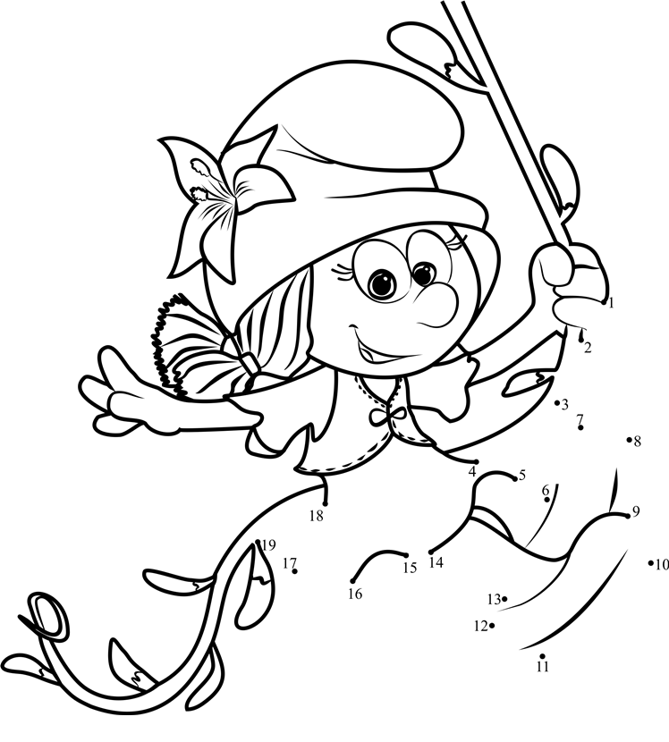 Smurflily-From-Smurfs---The-Lost-Village-Dot-To-Dot printable dot to dot worksheet