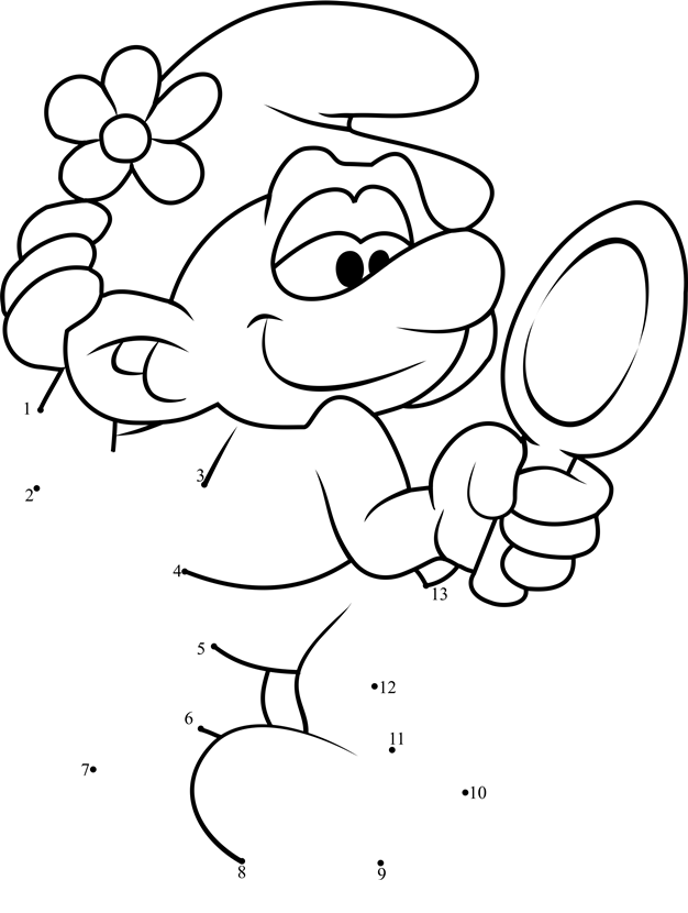 Vanity-Smurf-From-Smurfs---The-Lost-Village-Dot-To-Dot printable dot to dot worksheet