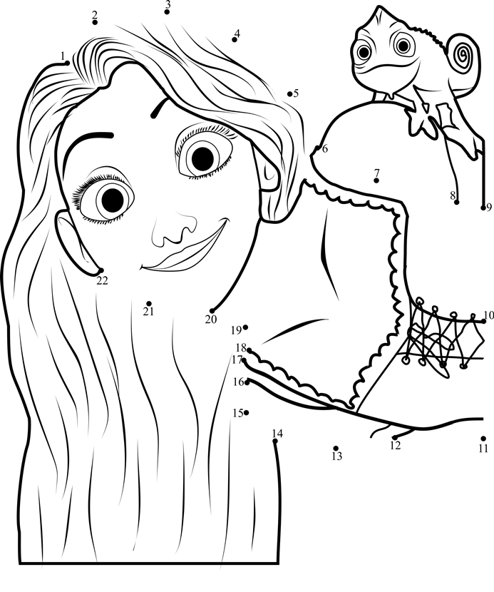 Rapunzel-And-Pascal-Dot-To-Dot printable dot to dot worksheet