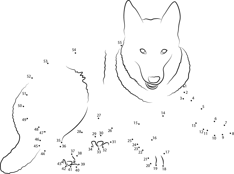 German Shepherd Dog dot to dot worksheets