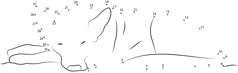 German Shepherd Dog Sleeping Here dot to dot worksheets