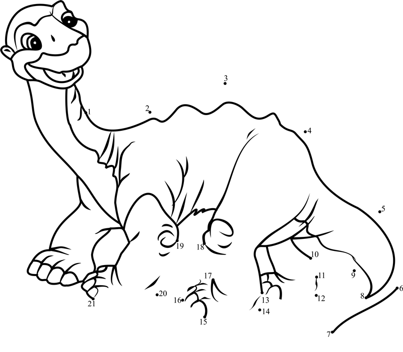 Littlefoot-From-The-Land-Before-Time-Dot-To-Dot printable dot to dot worksheet