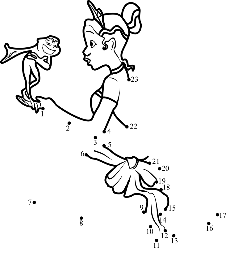 The-Princess-And-The-Frog-Dot-To-Dot dot to dot worksheets