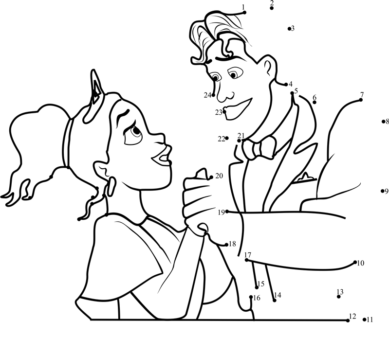 Tiana-And-Naveen-Dancing-Dot-To-Dot dot to dot worksheets