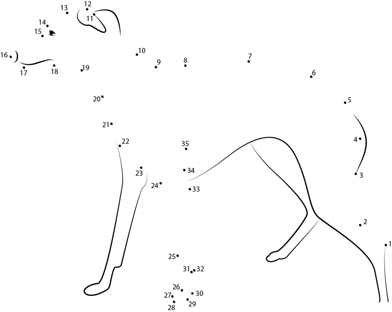 Greyhound Large Dog dot to dot worksheets