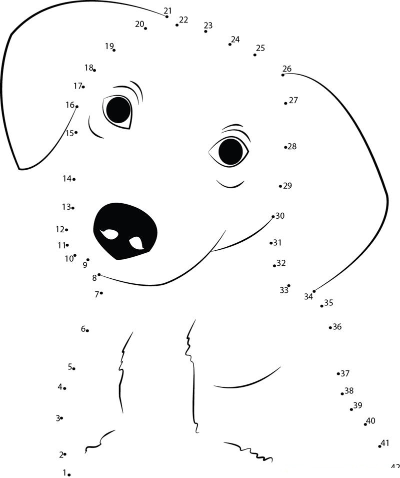 Innocent Dog dot to dot worksheets