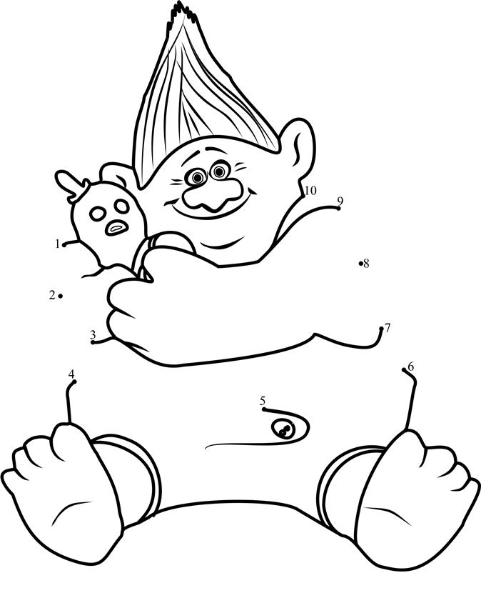 Biggie-In-Trolls-Dot-To-Dot dot to dot worksheets