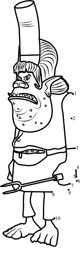 Chef-In-Trolls-Dot-To-Dot dot to dot worksheets