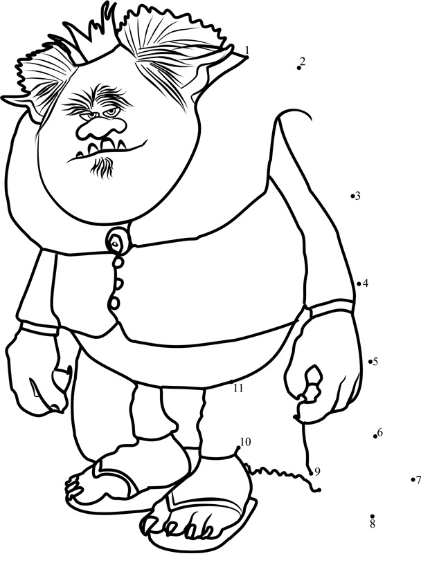 King-Gristle-In-Trolls-Dot-To-Dot dot to dot worksheets