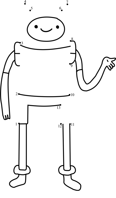 Finn-The-Human-Dot-To-Dot dot to dot worksheets