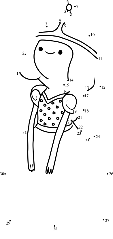 Princess-Bubblegum-Dot-To-Dot printable dot to dot worksheet