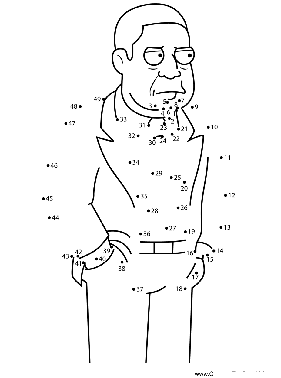 Turlington-American-Dad printable dot to dot worksheet