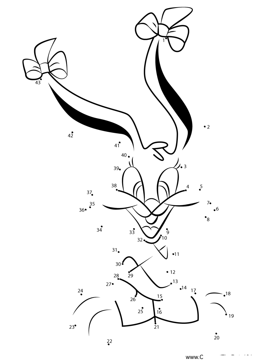 Babs-Bunny-Animaniacs printable dot to dot worksheet