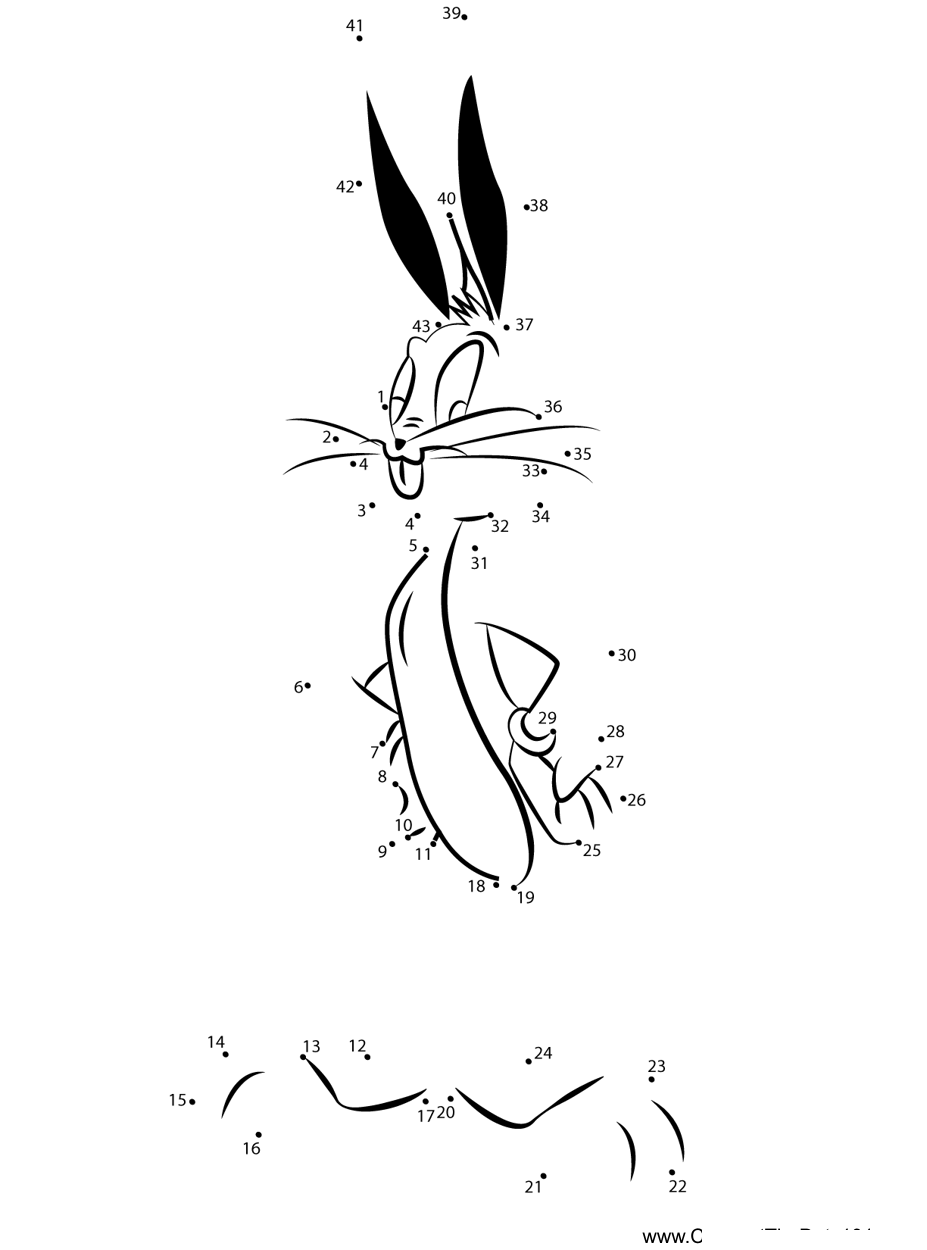 Bugs-Bunny-Animaniacs printable dot to dot worksheet