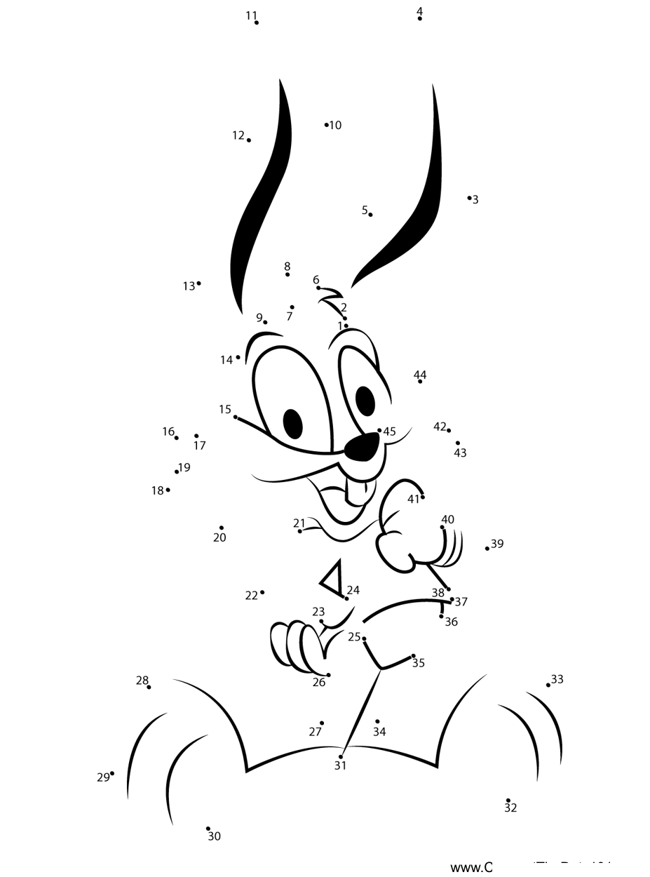 Buster-Bunny-Animaniacs printable dot to dot worksheet