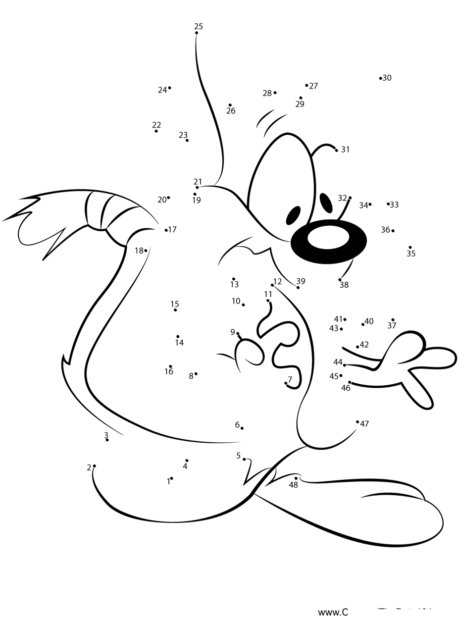 Furrball-Animaniacs printable dot to dot worksheet