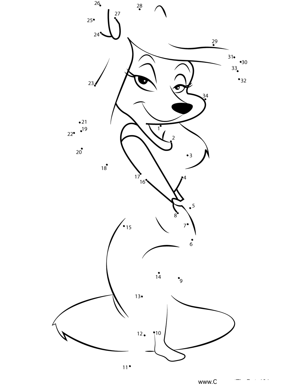 Minerva-Mink-Animaniacs printable dot to dot worksheet